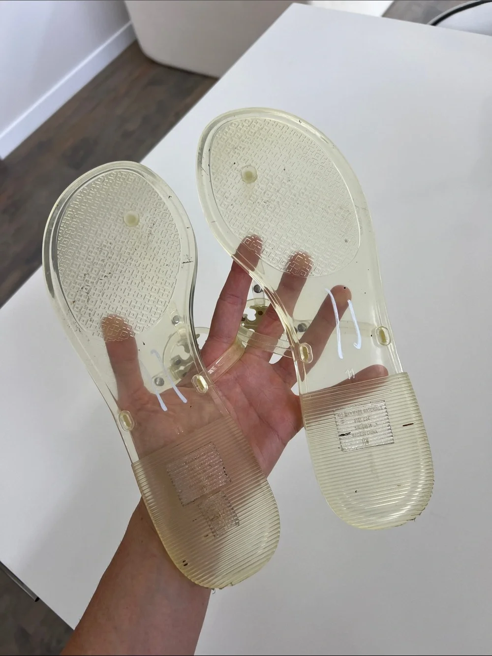 Tory Burch clear mini miller flip flops sandals 11